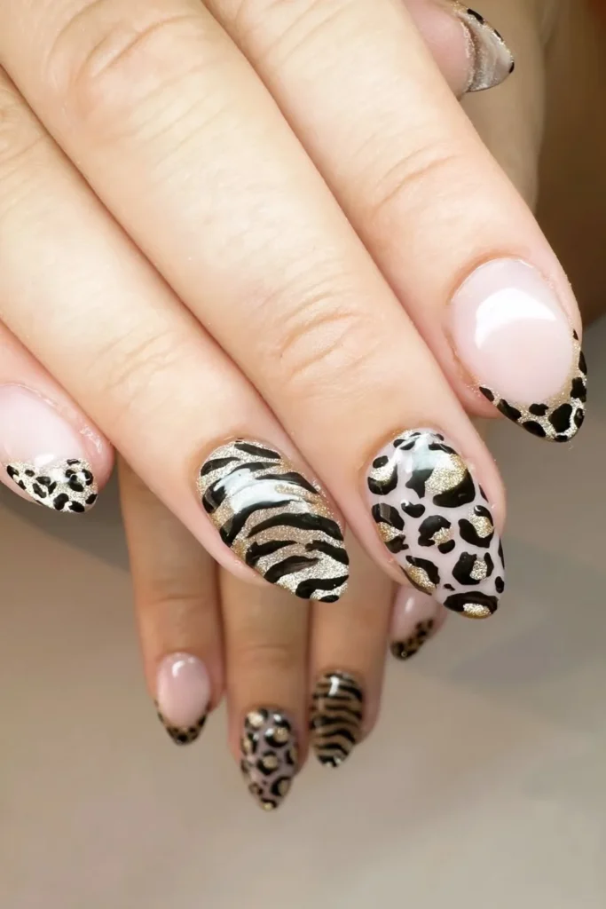 Animal Print Cat Eye Nails