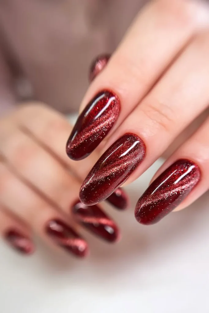 Bold Red Cat Eye Nails