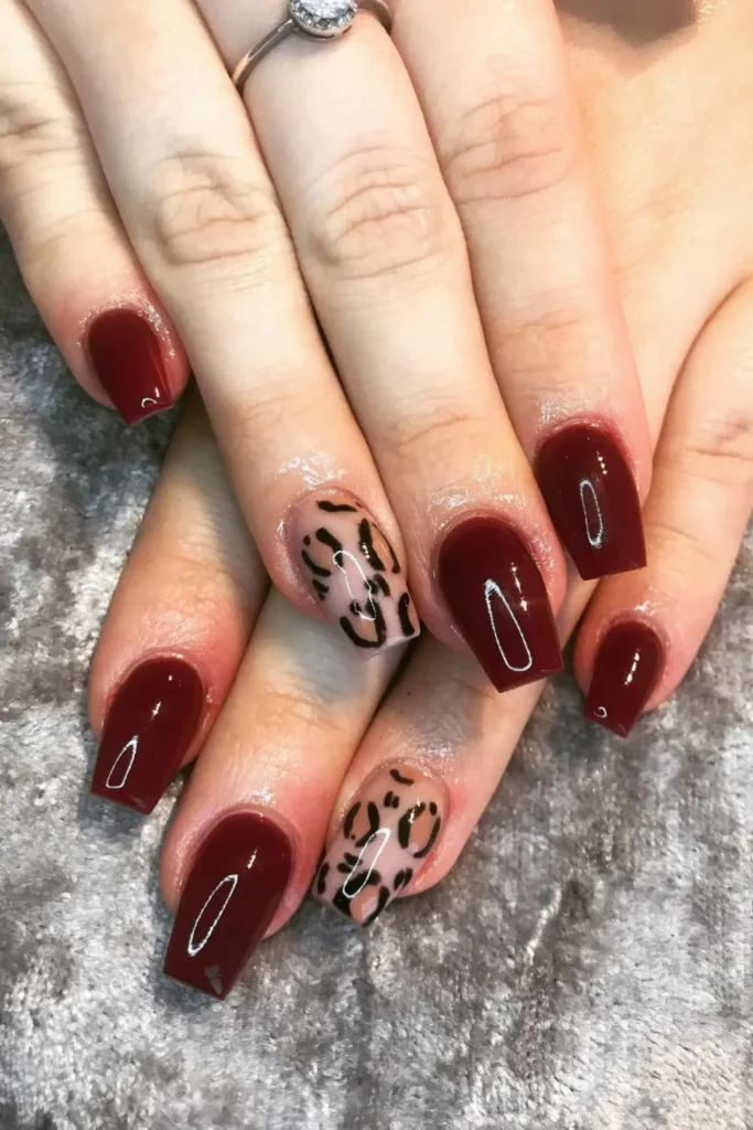 Burgundy Animal Print