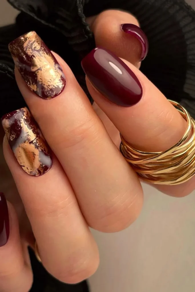 Burgundy with Gold Foil