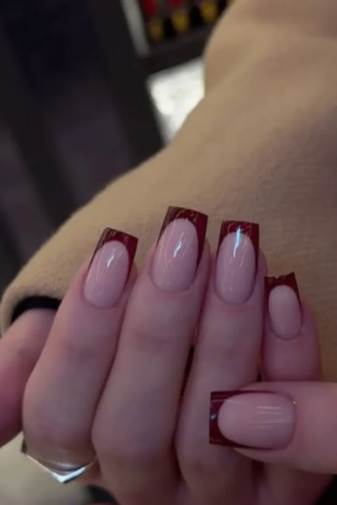 Cherry Brown French Tips