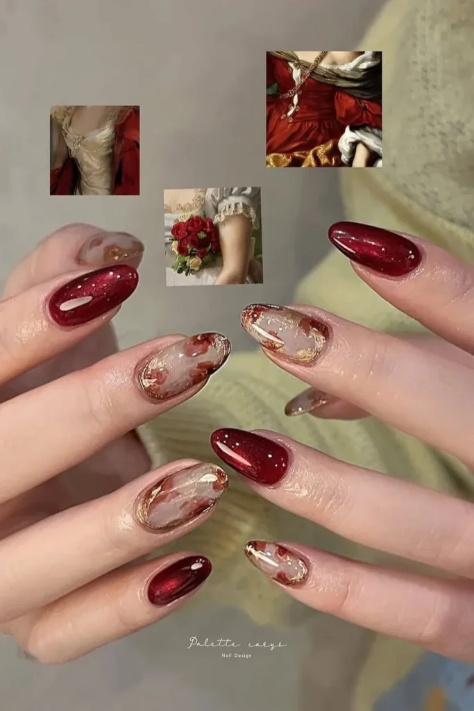 Cherry Brown with Gold Accents