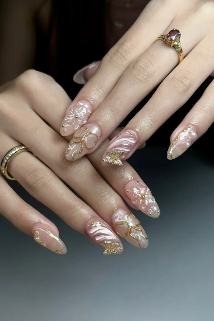 Cranberry & Gold Swirls