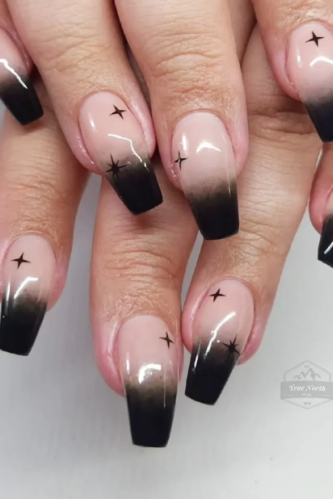Dark Ombre Witchy Nails