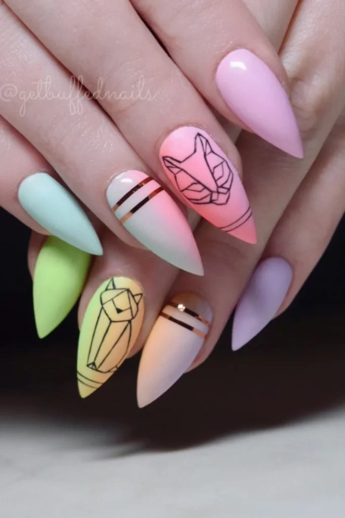 Geometric Cat Eye Nails
