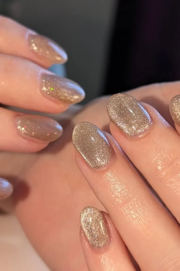 Glittery Cat Eye Nails