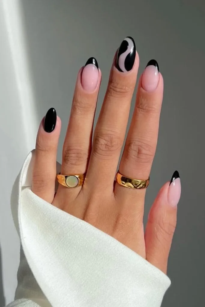 Gothic Black French Tips