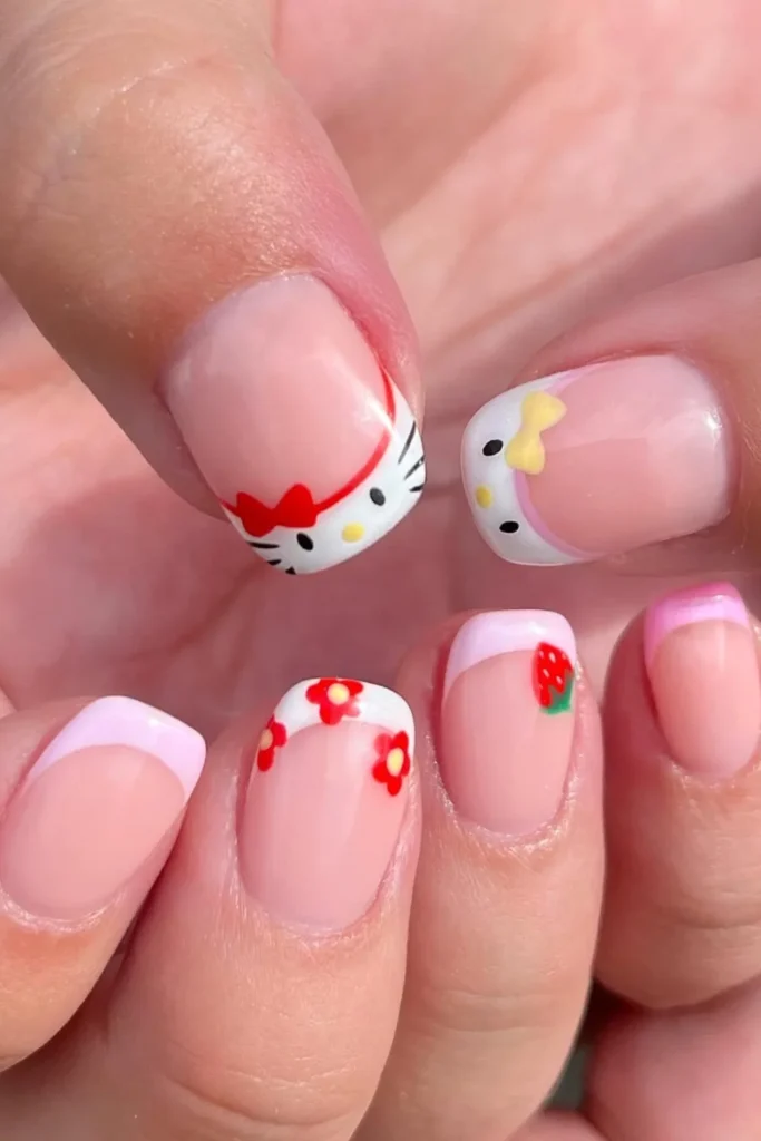 Hello Kitty French Tip