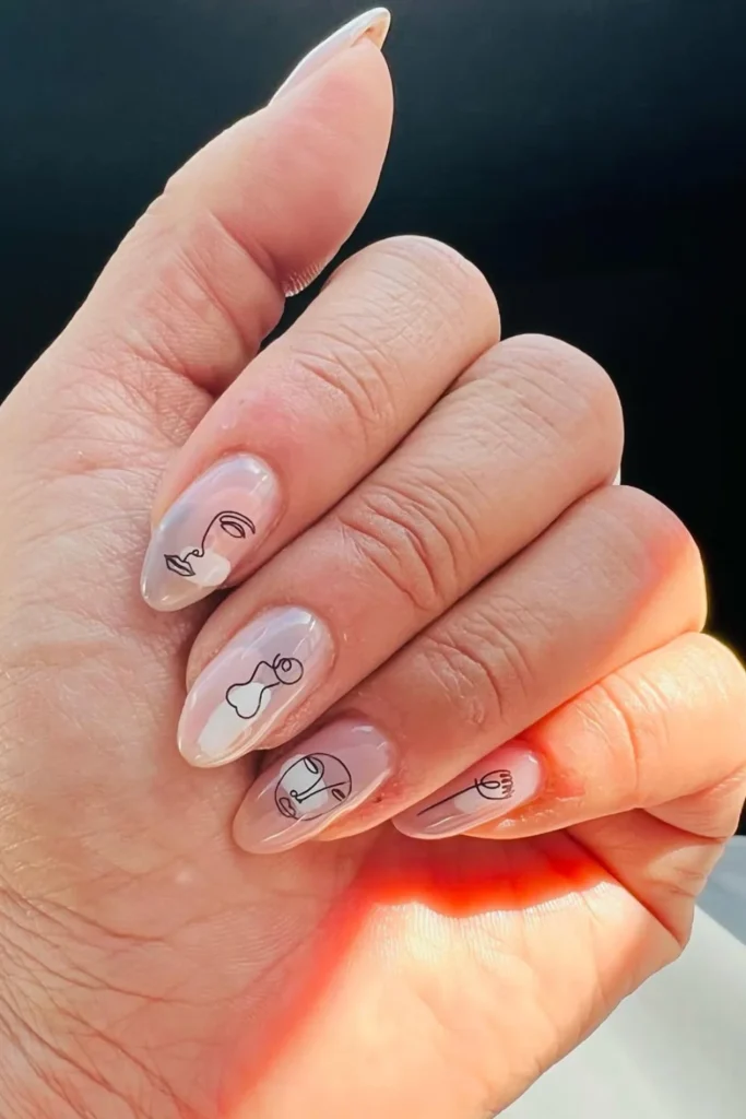Minimalist Line Art Nails