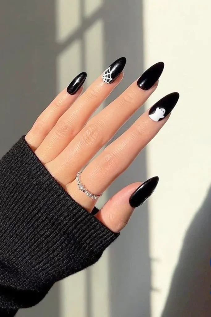 Spooky Spiderweb Nails