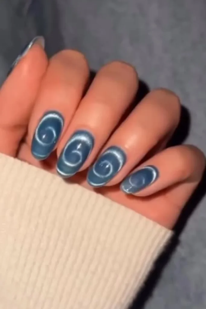 Swirl Cat Eye Nails