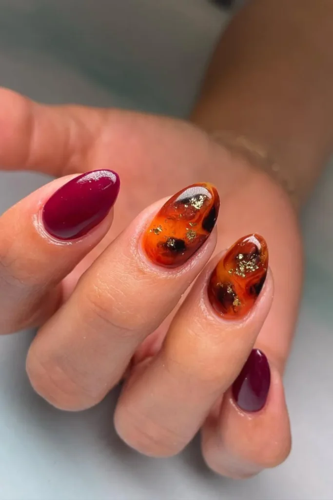 Tortoise Nails with Accents