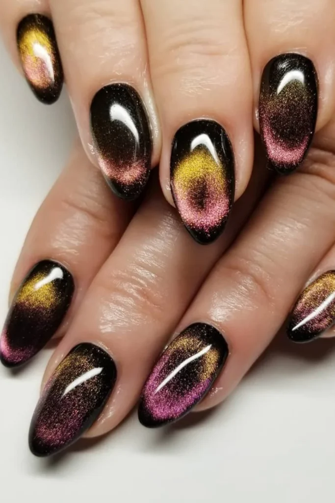 Two-Tone Cat Eye Nails