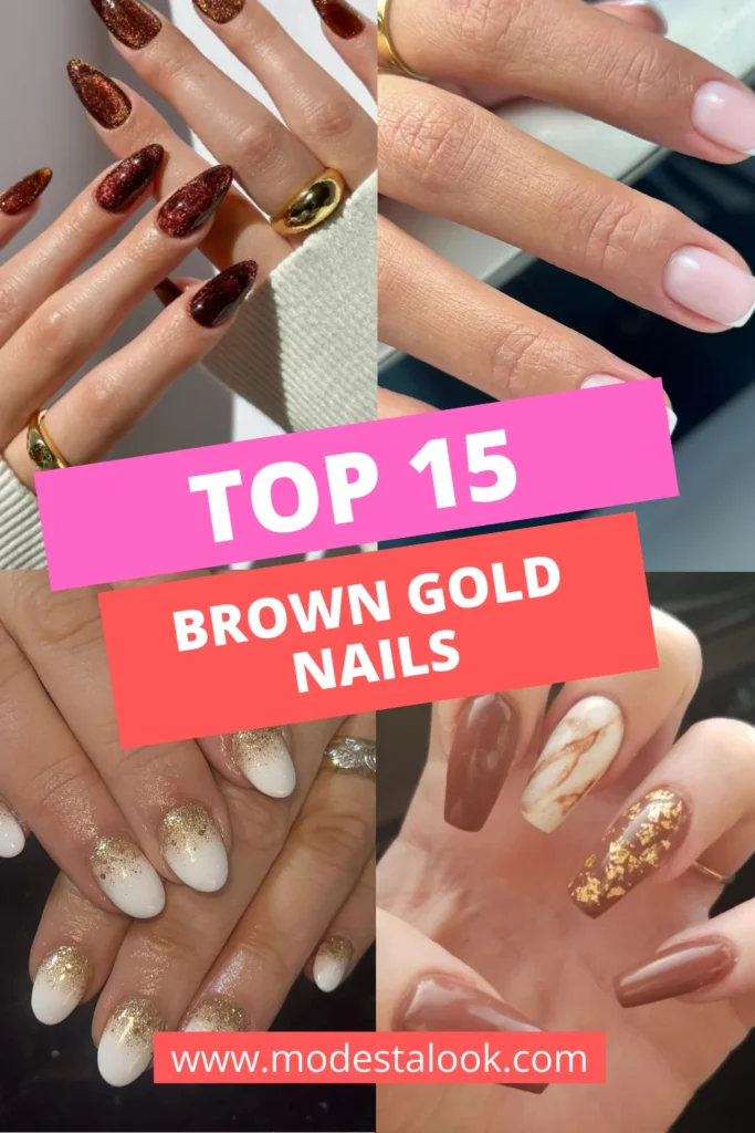 Brown Gold Nails Ideas