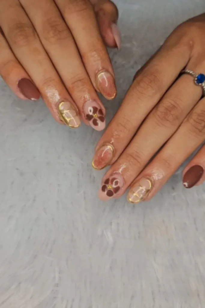 Brown and Gold Floral Designs