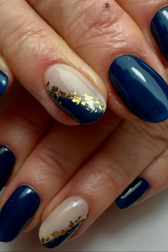 Deep Blue with Silver Foil