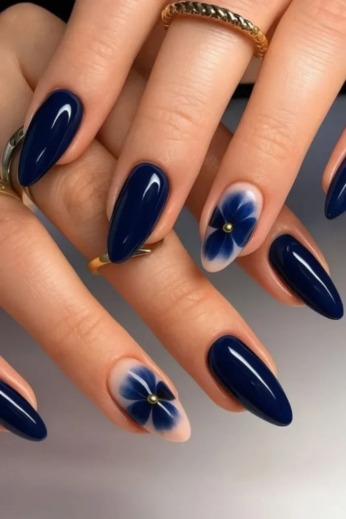 Navy Floral Accents
