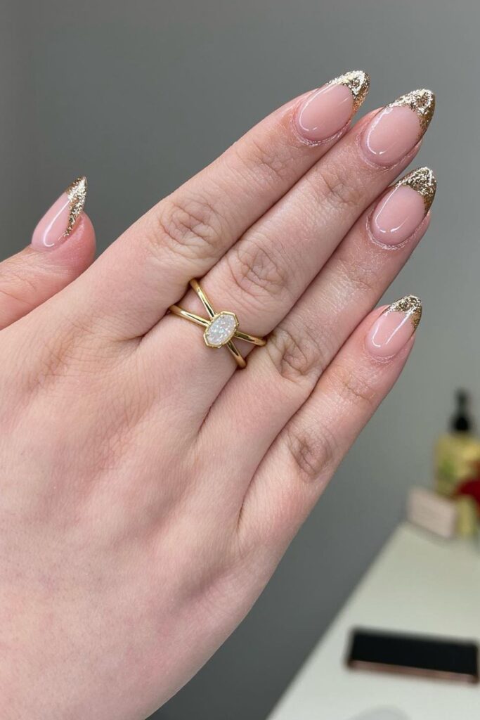 Almond Pink with Glitter Accents Nails