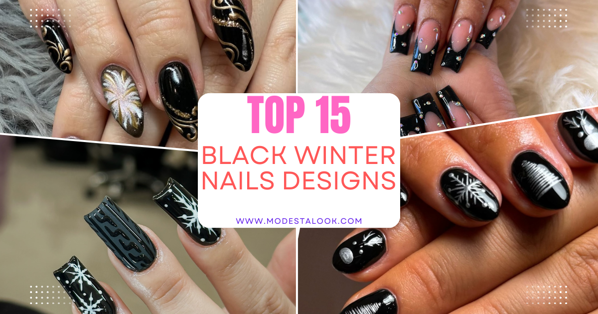 Black Winter Nails Designs