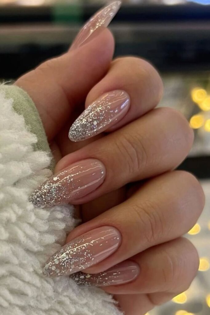 Black and Glitter Ombre Nails