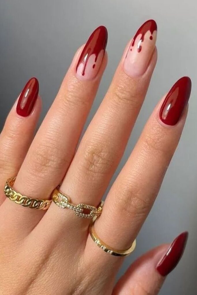 Blood Drip Design Nails