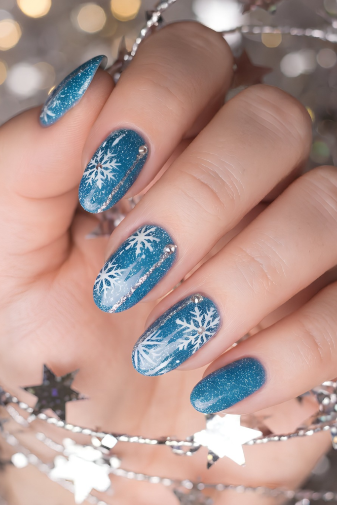 Blue Shimmer Nails