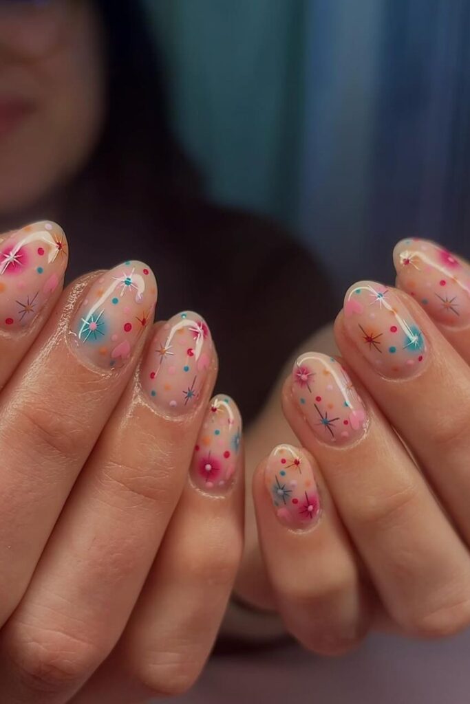 Bright Confetti Nails