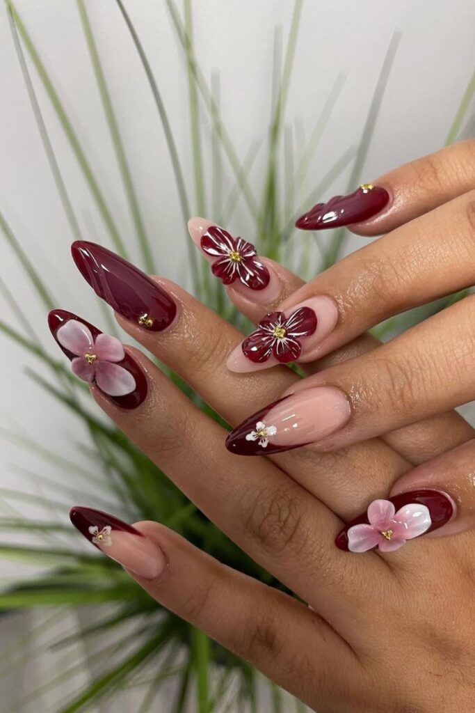 Chic Floral Accents Nails