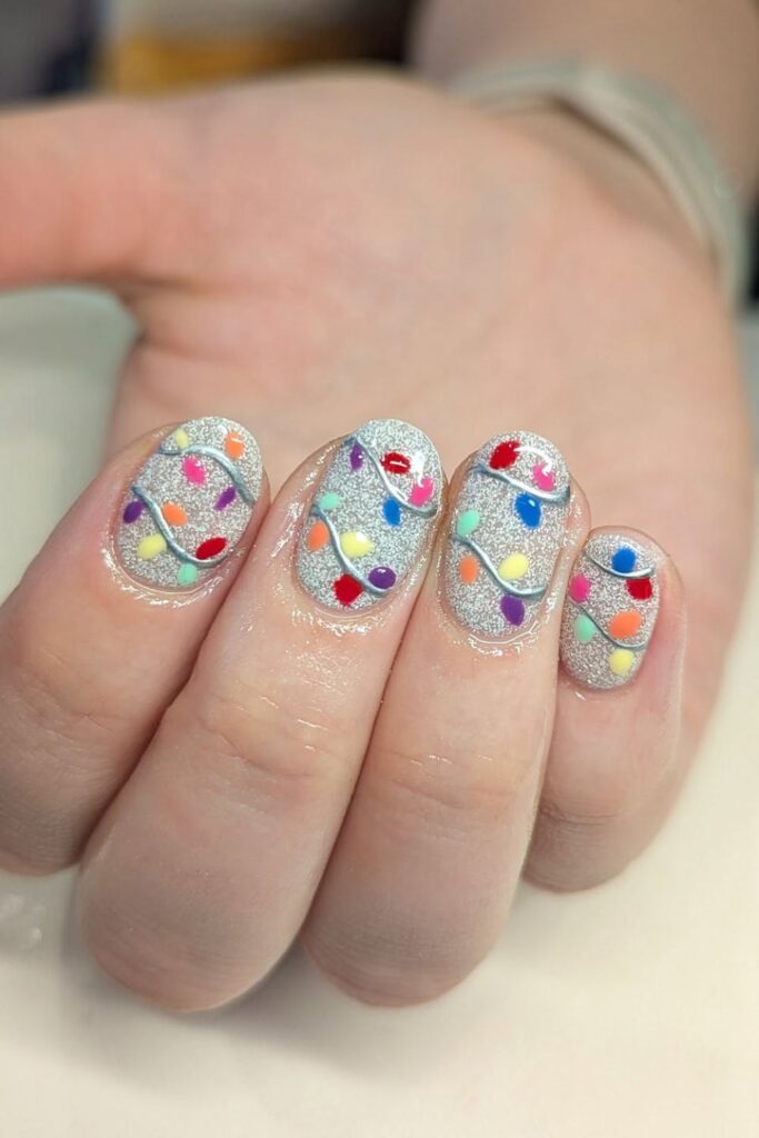 Christmas Lights Nail Art