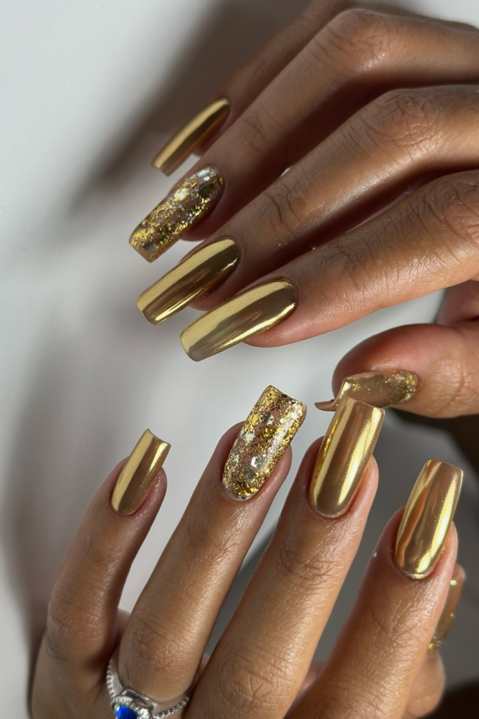 Classic Gold Shimmer Nails