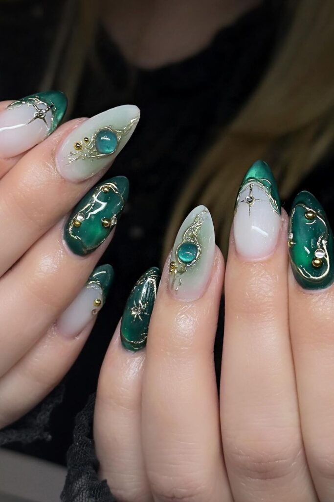 Deep Emerald Green Nails