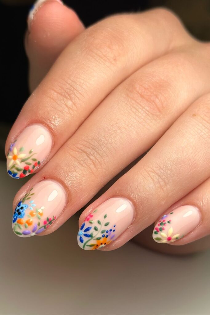 Delicate Wildflower Art Nails
