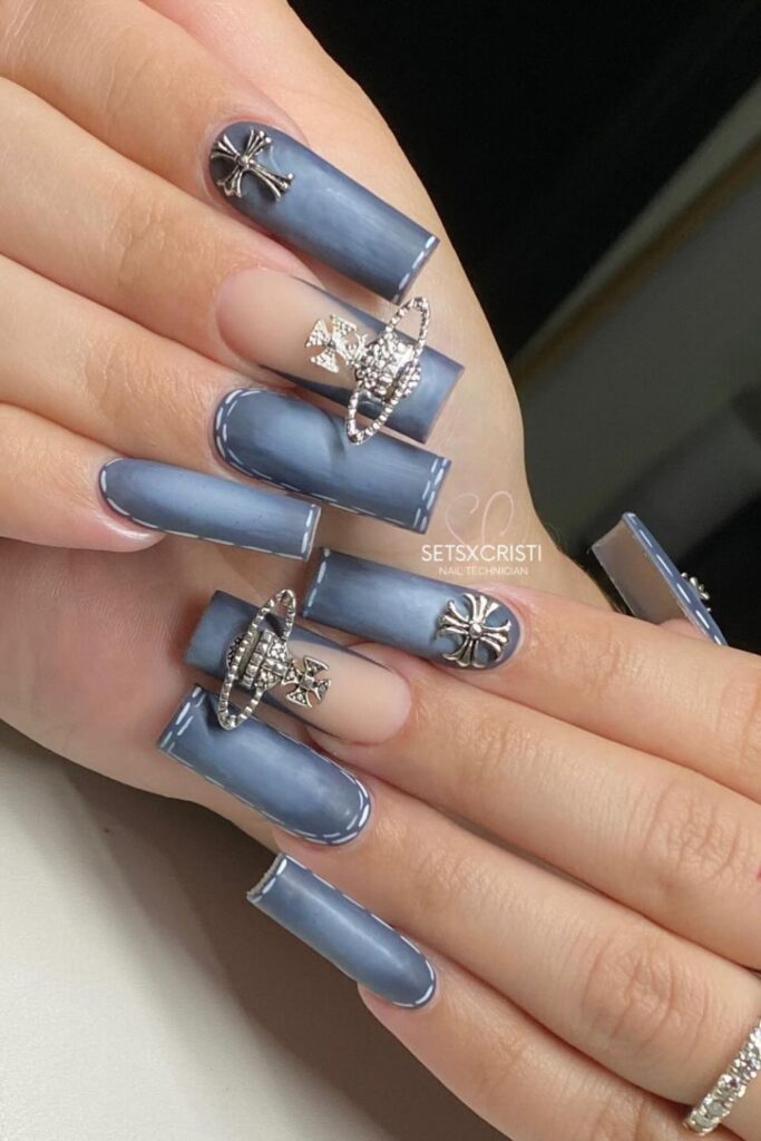 Denim-Inspired Nail Art
