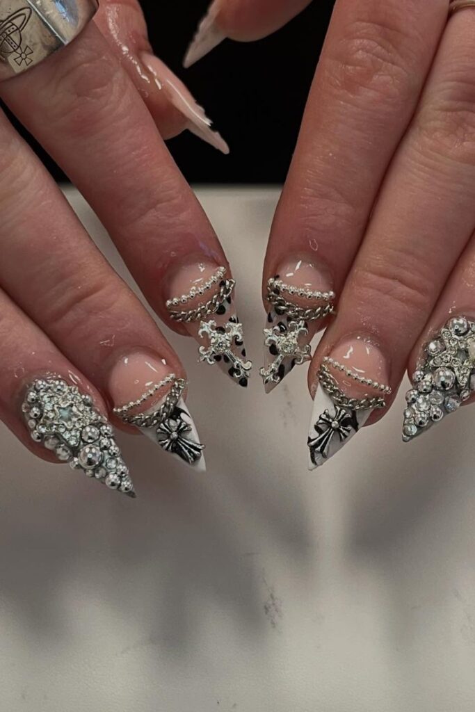 Edgy Ombre with Chains Nails