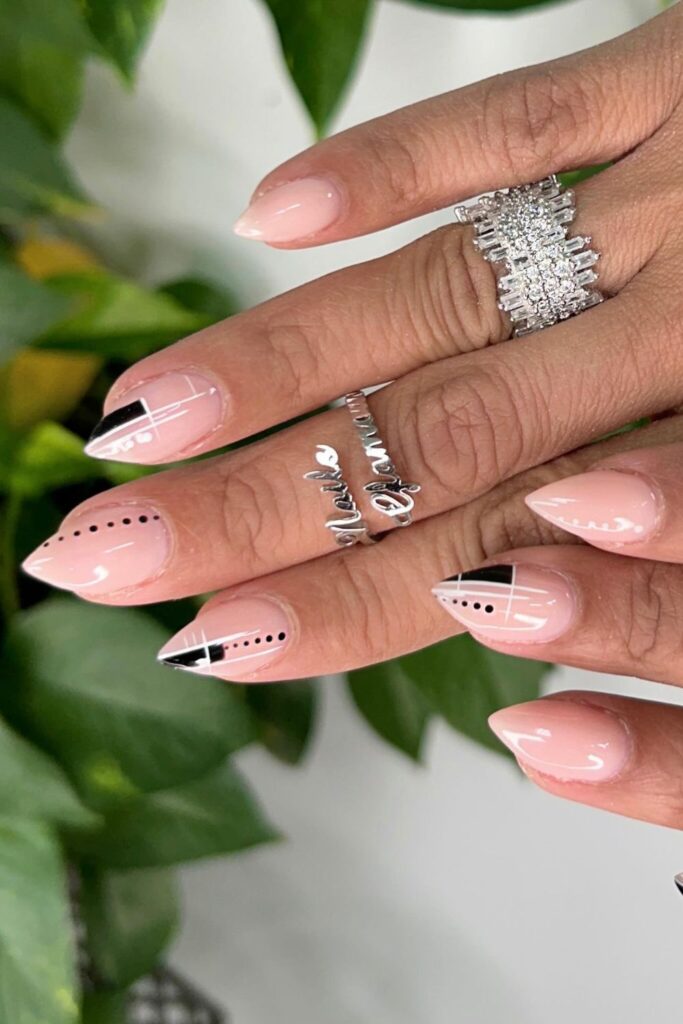 Geometric Patterns with Gold Bling Nails