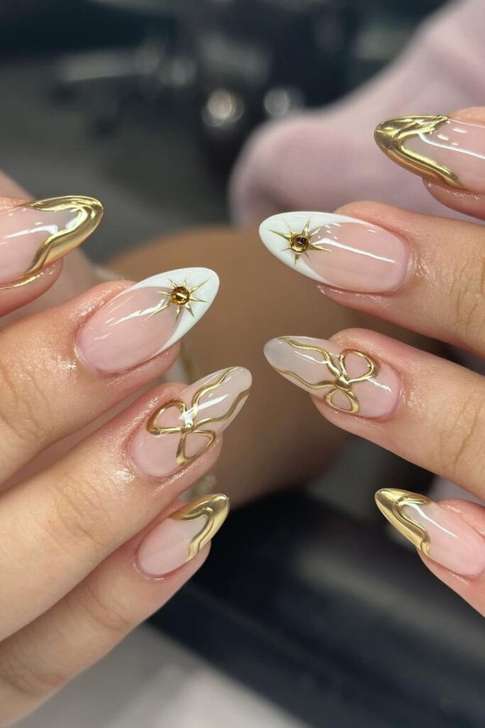Glittering Gold Glam Nails