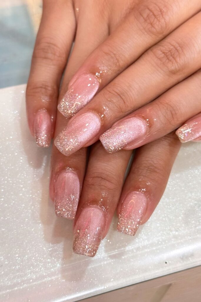 Glittering Ombre Nails