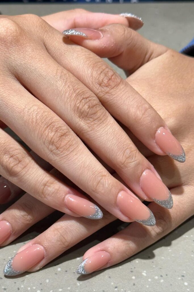 Glittery French Tips Nails