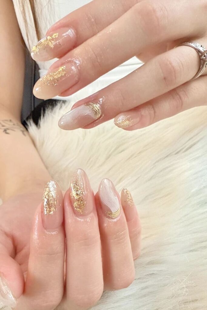 Gold Foil Overlays Nails
