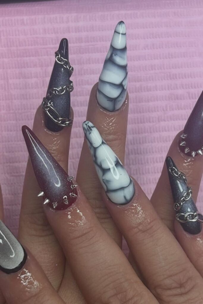 Grunge Pink Drips Nails