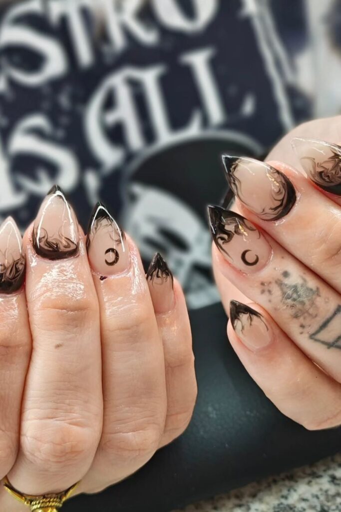 Half-Moon Mani with a Twist Nails