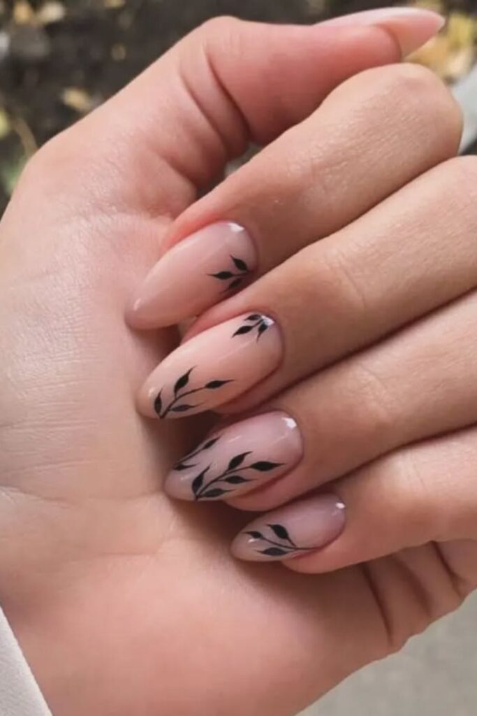 Leafy Motifs Nails