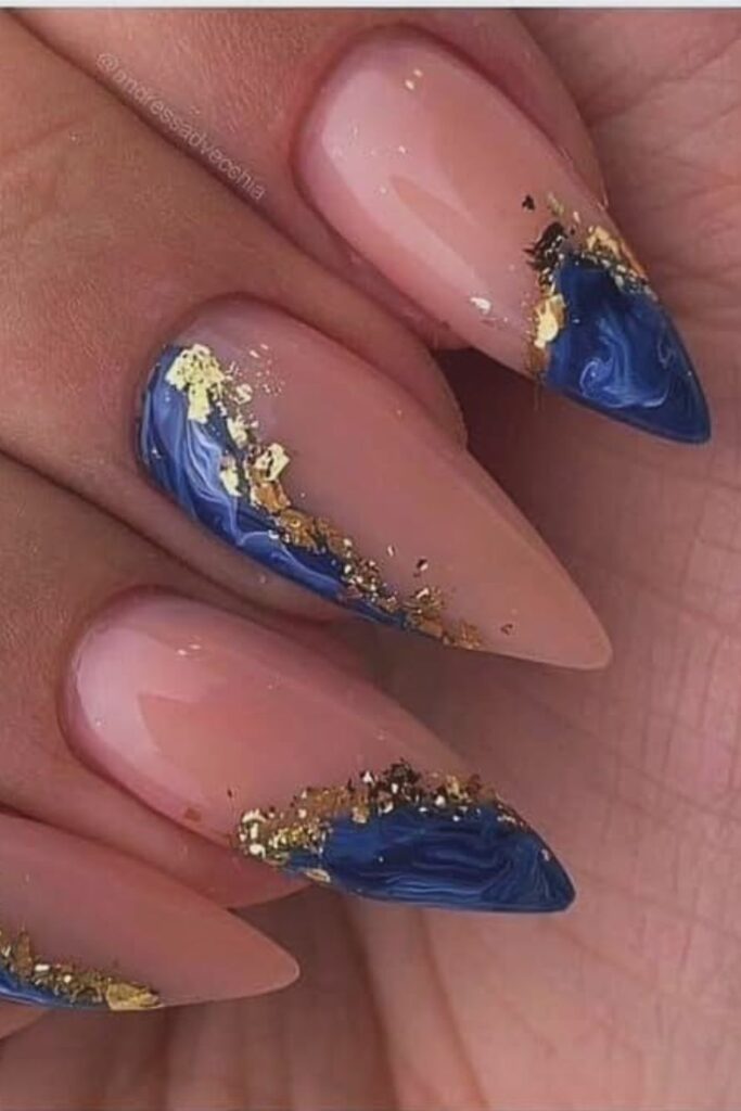 Marble & Gold Foil Nails