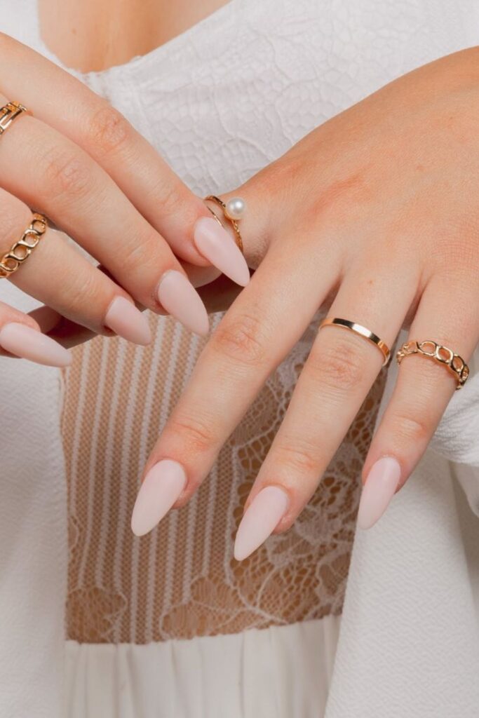 Matte Almond Nude Pink Nails