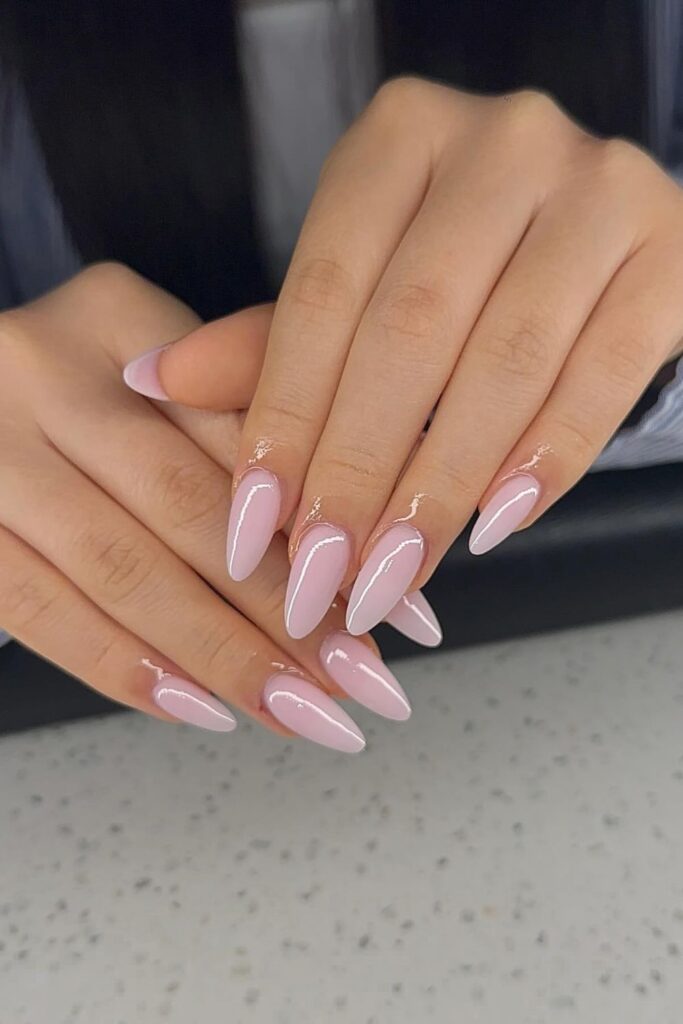 Minimalist Pink Tips with Geometric Charms Nails