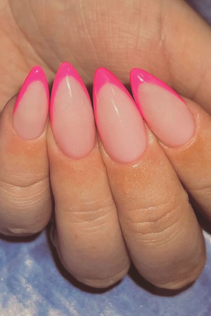 Neon Pink Tips with Juicy Fruit Charms Nails