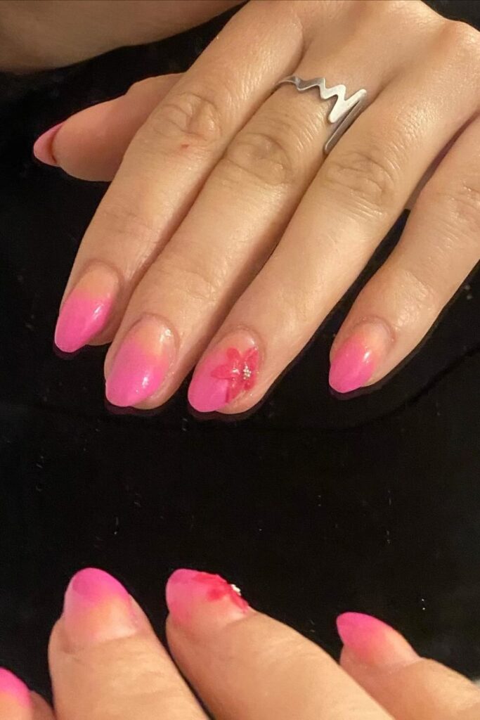 Ombre Almond Nude Pink Nails