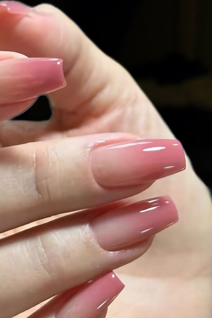 Ombre Pink Tips with Flower Charms Nails