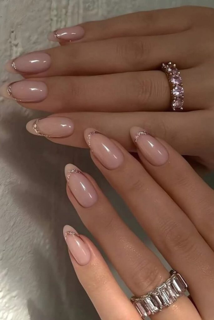 Pastel Yellow with Glitter Tips Nails