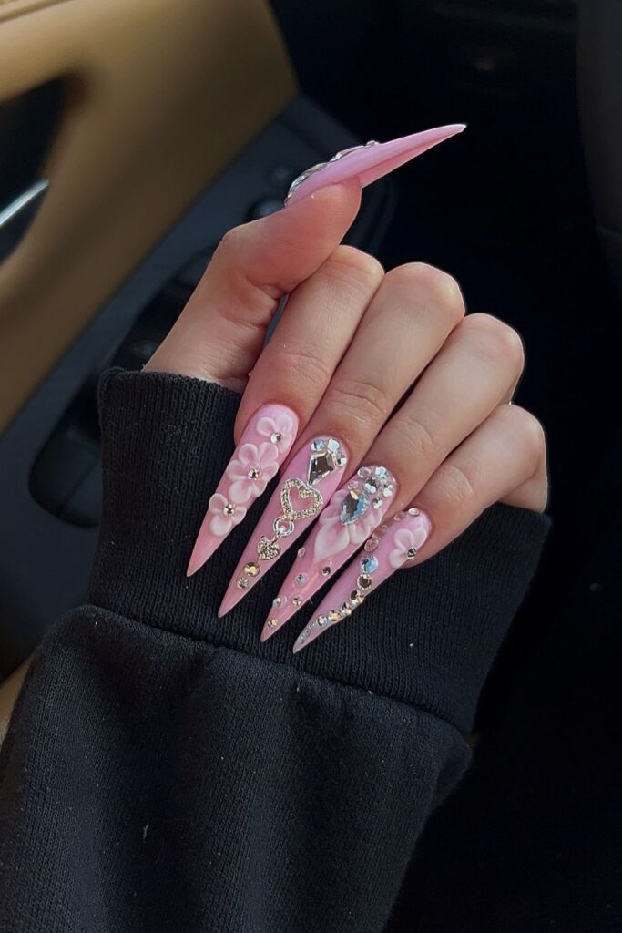 Pink Bat Silhouettes Nails